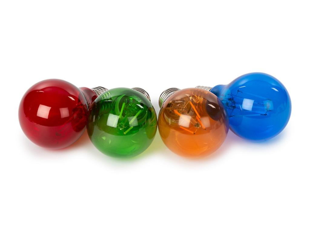 HQ-Power Set met 4 LED gloeilampen in gekleurd glas en E27 fitting, veelkleurige