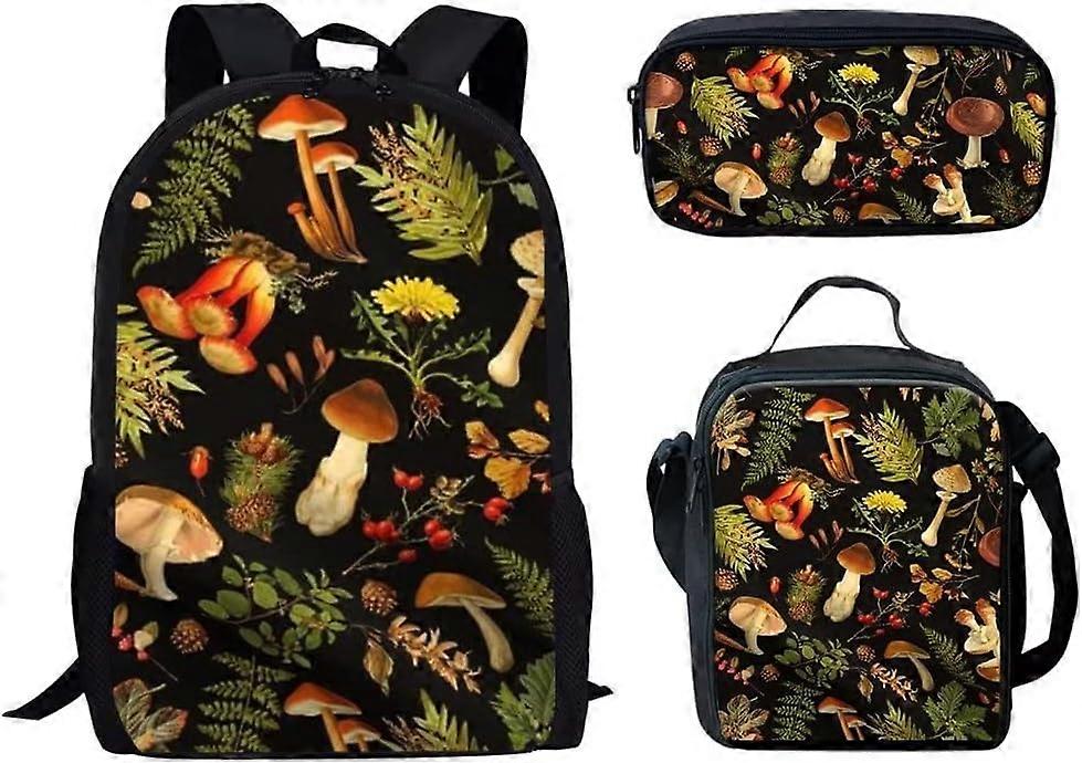 الفطر الاطفال حقيبة مدرسية مجموعة مع الكتف على ظهره الغداء حمل حقيبة مقلمة حالة حامل