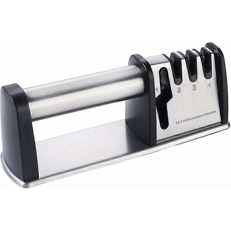 Sharpener, Manual Sharpener Tool, 4 in 1 Kitchen and Home, Professional Tungsten Carbide Rolling Scissors, Ceramic and Diamond Coating (Sharpener)