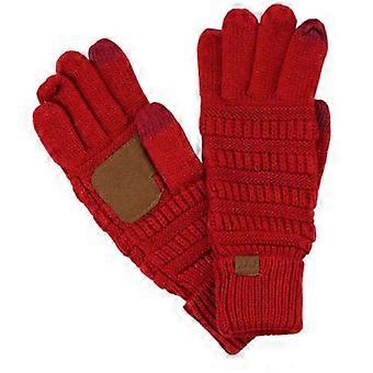 1 stks Cable Knit Winter Warm Antislip Touchscreen Texting Handschoenen, rood, 10inch