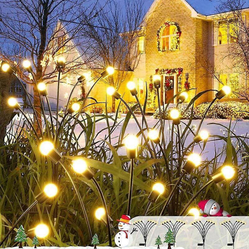 [4pcs] Solar Wind Firefly Outdoor Ground Socket 8 Lights Warm White Light