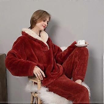 Pigiama Donna Invernale In Peluche Morbido - Set 3 Pezzi Con Felpa, Pantaloni Lunghi E Top - Completo Casual Da Casa Caldo E Comodo Per Il Relax - 3