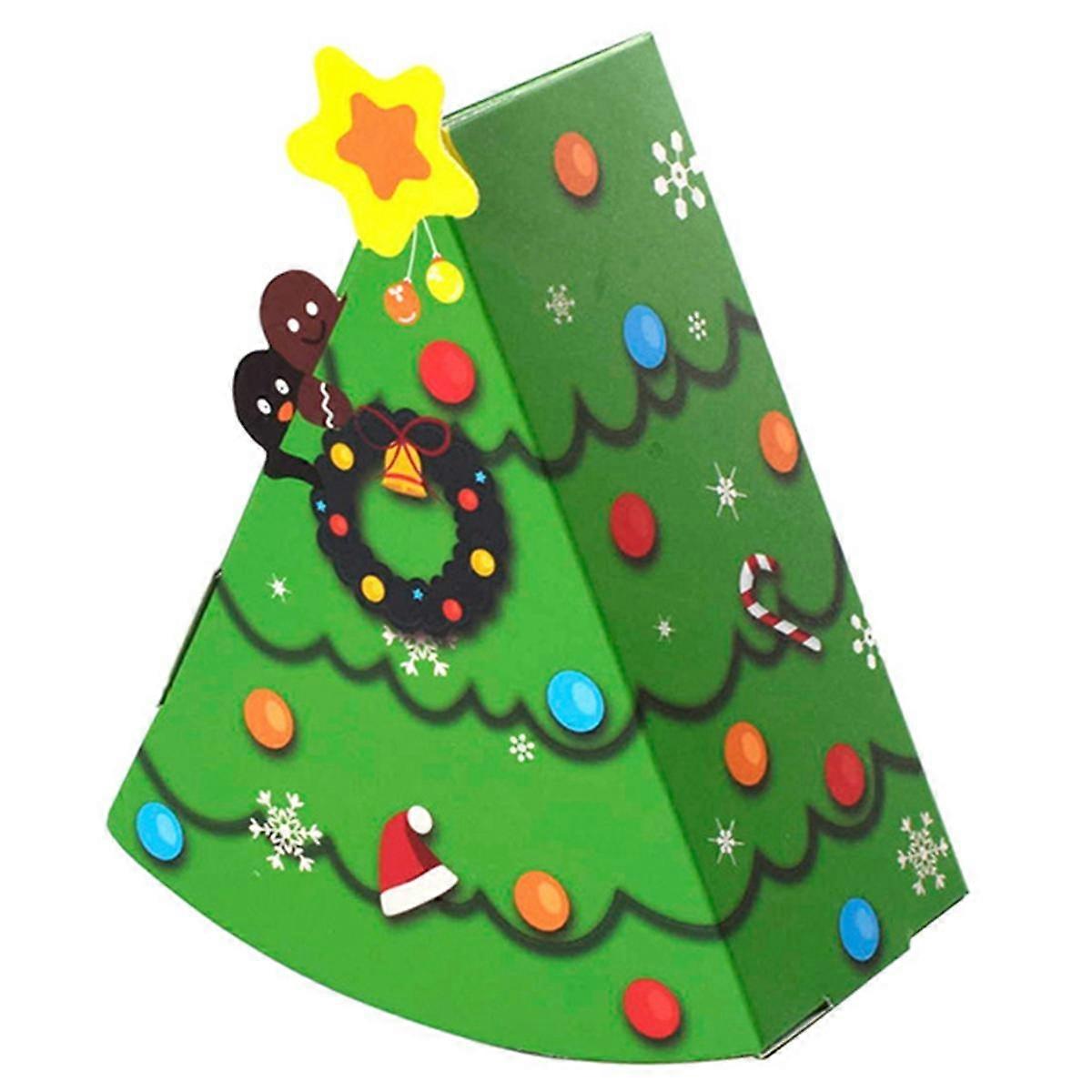 Christmas Tree Shape Candy Box DIY Biscuit Snack Baking Packaging Box Children'S Gift Green