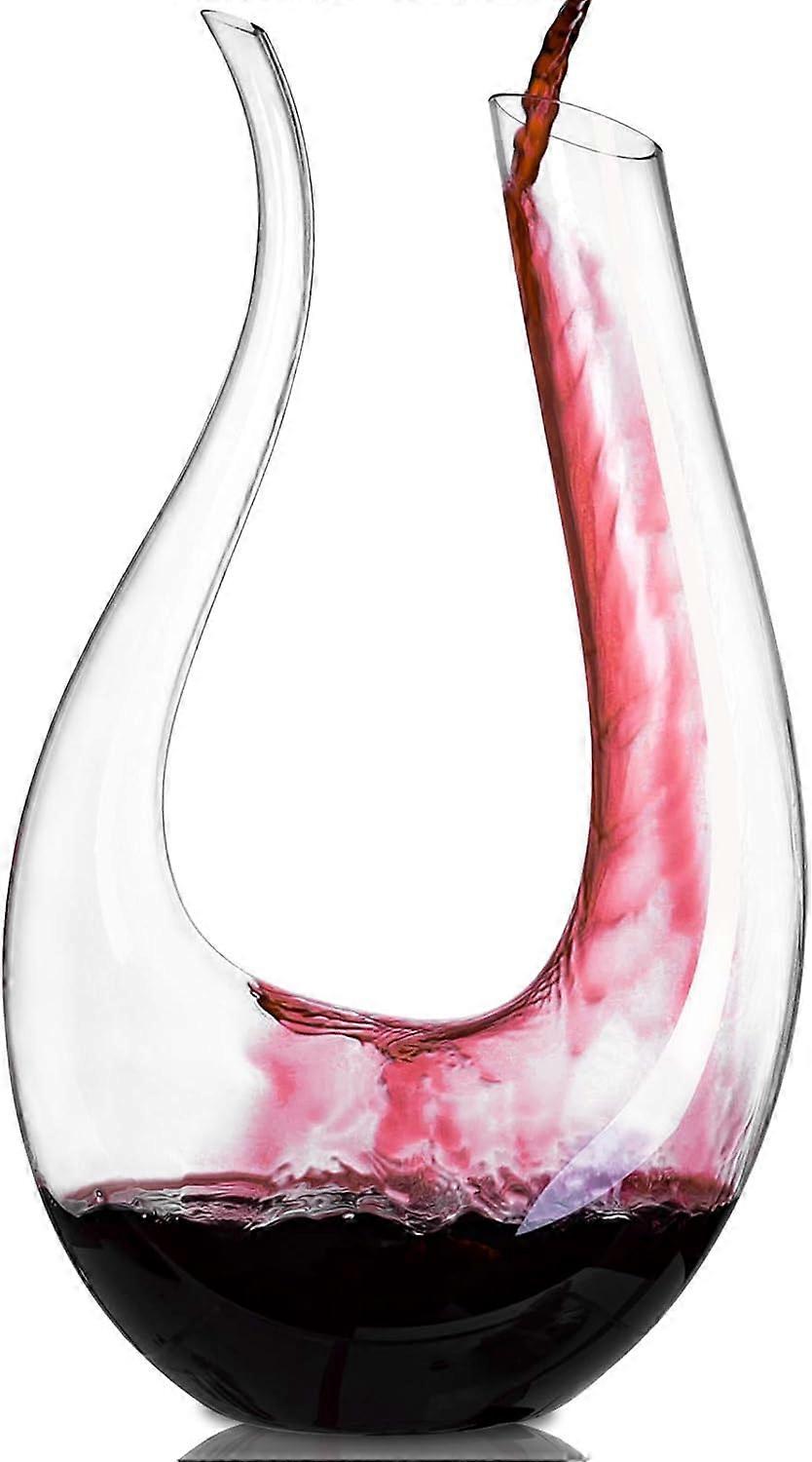 Wein Dekanter, 1.5L U-Form Weinkaraffe Set aus Kristallglas, Rotwein Bleifreies Glasdekanter, Dekantiergef Glasbelftungsweinkaraffe, Dekantierflasche 