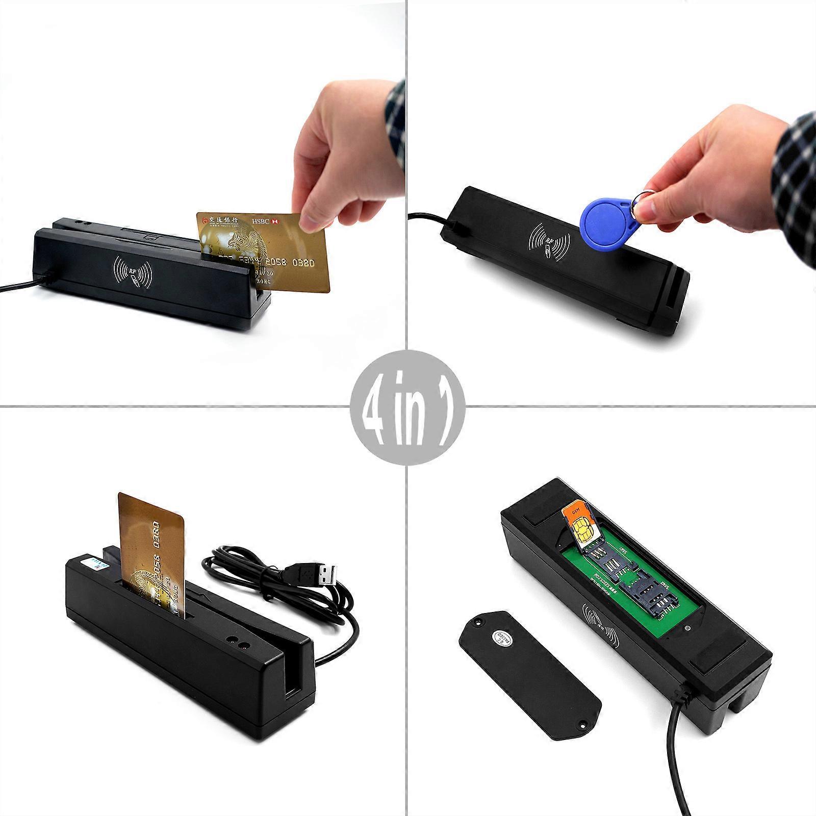 Multifunctional 4 in 1 Card Reader Magnetic Card IC Card Read/Write RFID Card, PSAM Card, and IC Card