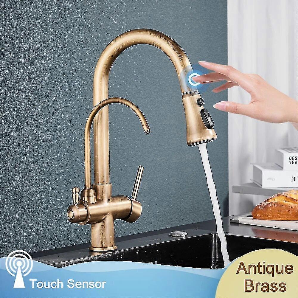 High qualityTouch Sensor Filter Water Kitchen Faucet 2 In 1 Black Put Out Dual Modes Sprayer Sink Faucets For Kitchen Pure Water Mixer Tap