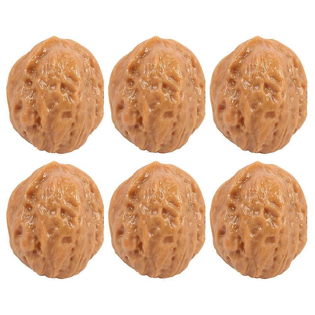 6pcs High Simulation Walnut Models Pretend Play Food Toys Faux Walnut Models Ornaments