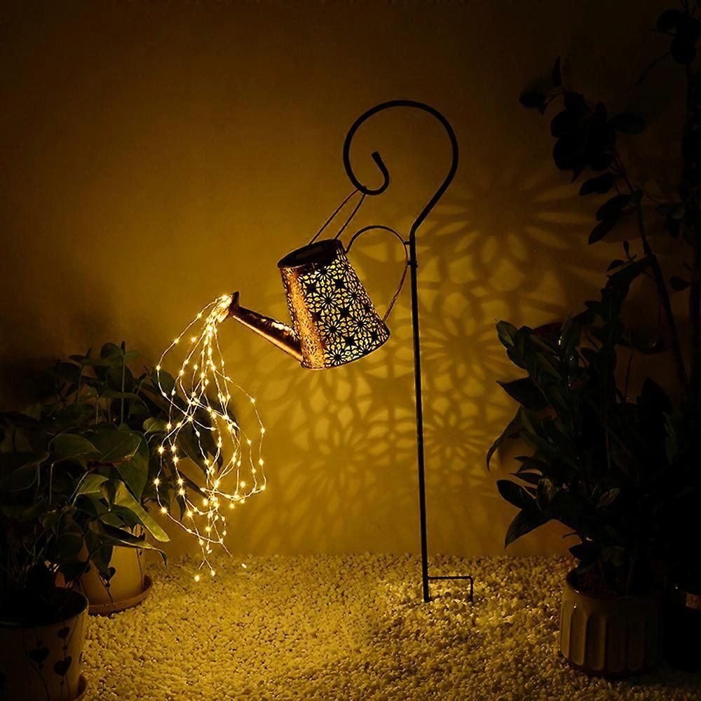 フェアリーライト付きソーラーじょうろ、屋外ガーデンデコレーション、小さなじょうろソーラーライト屋外ハンギングバルコニーガーデン芝生地球デコラト用