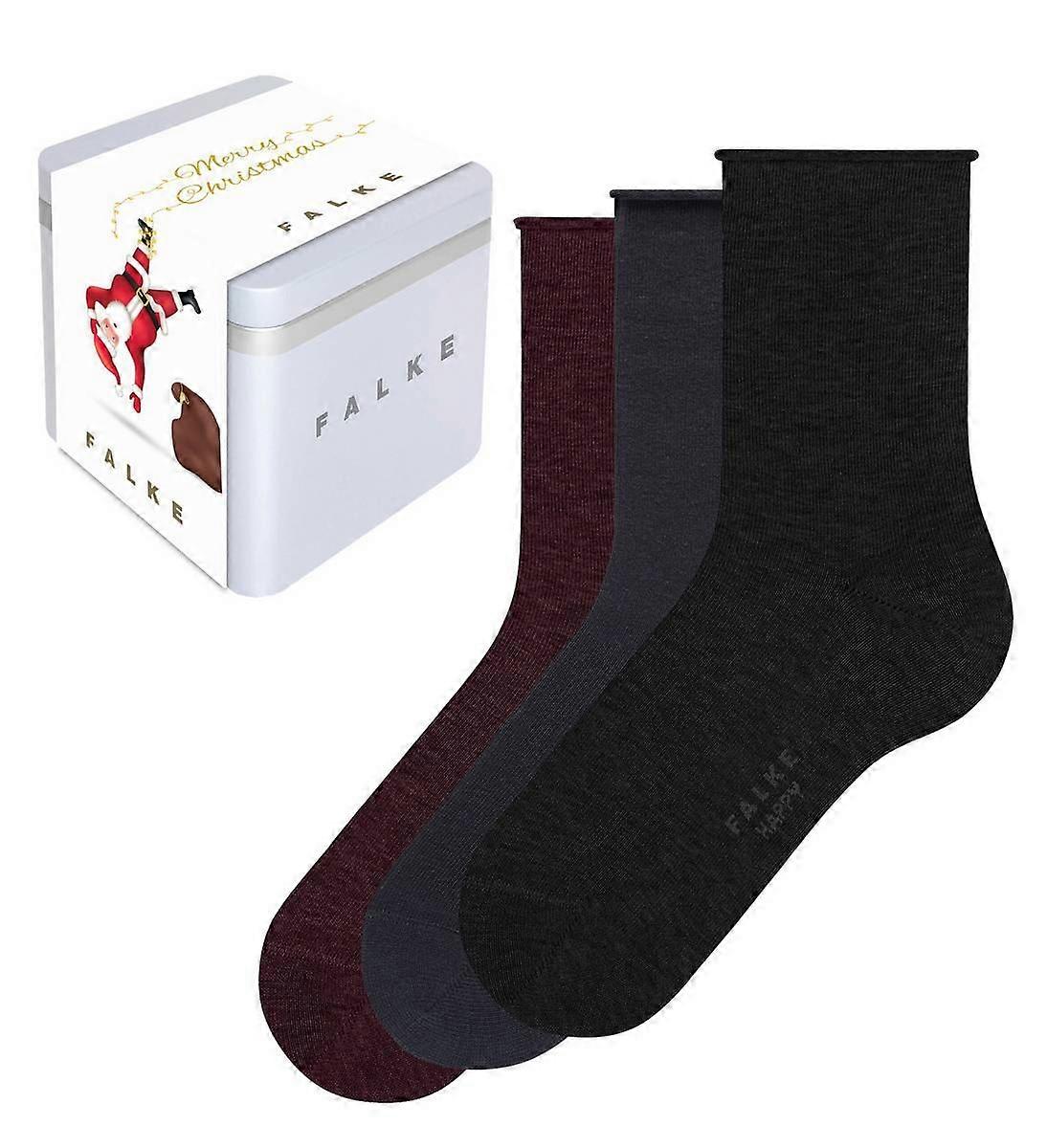 Falke Merry Christmas Happy 3 Pack Giftbox socks - Burgundy/Navy/Black