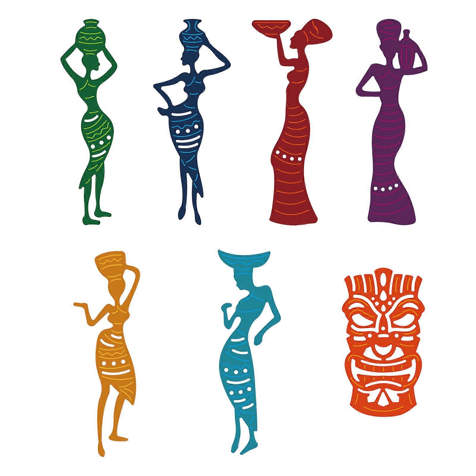 7Pcs African Tribal Pattern Decoration Template Reusable carbon steel Stencil