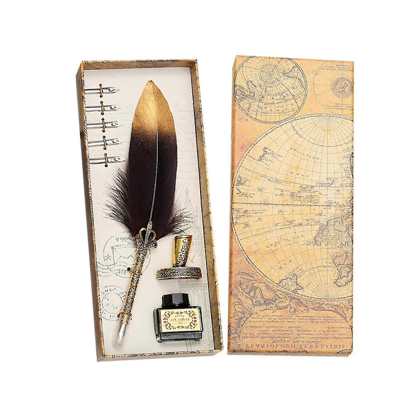 Calligraphy Dip With 5 Nib Quill Pen Writing Ink Set Box Wedding