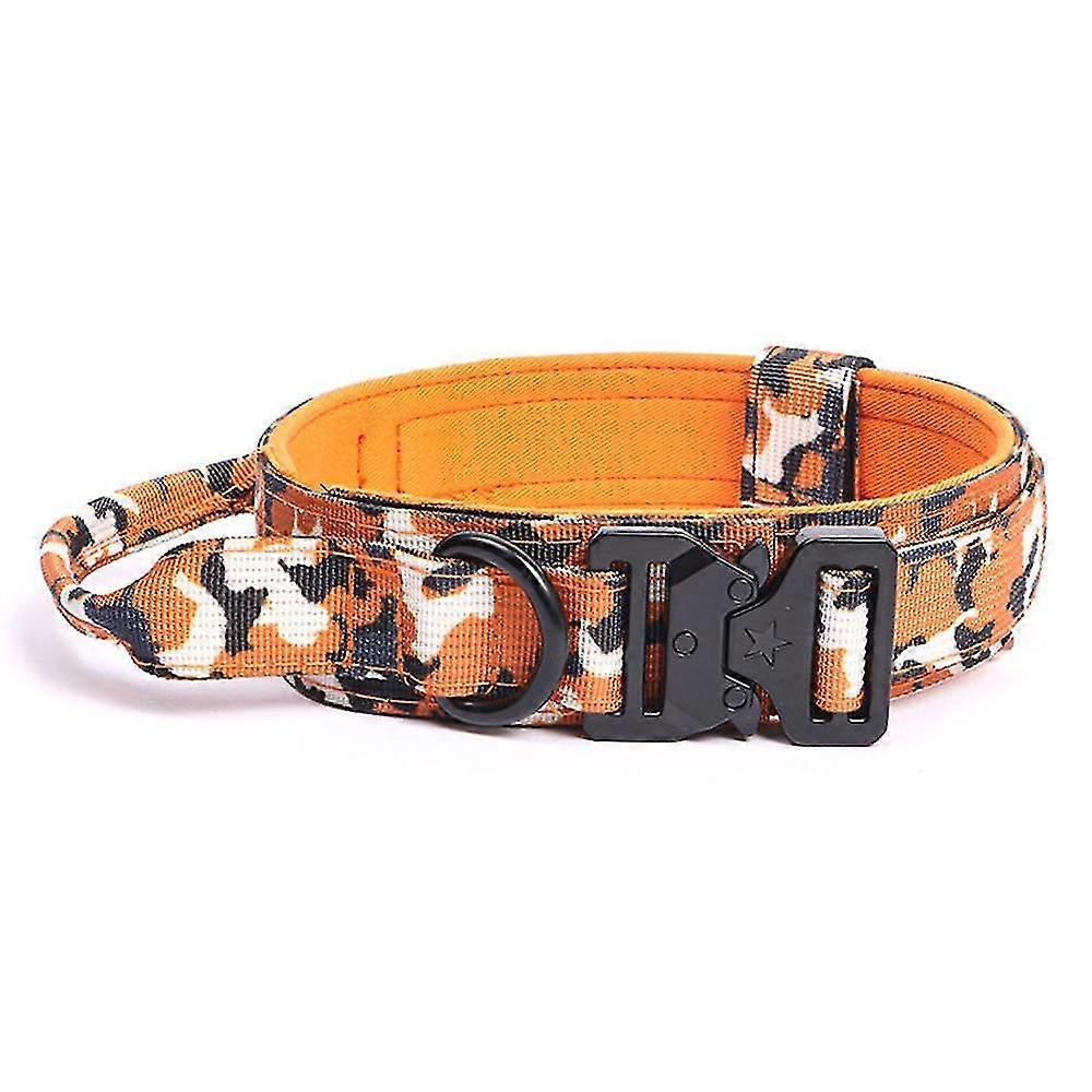 military dog collar for medium large dogs, adjustable nylon collars with handle