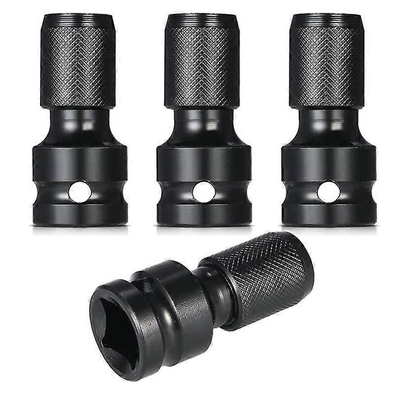 4 Pcs Impact Adaptor 1/2 Square Drive to 1/4 Hex Shank Socket Adapter Quick Release Chuck Converter