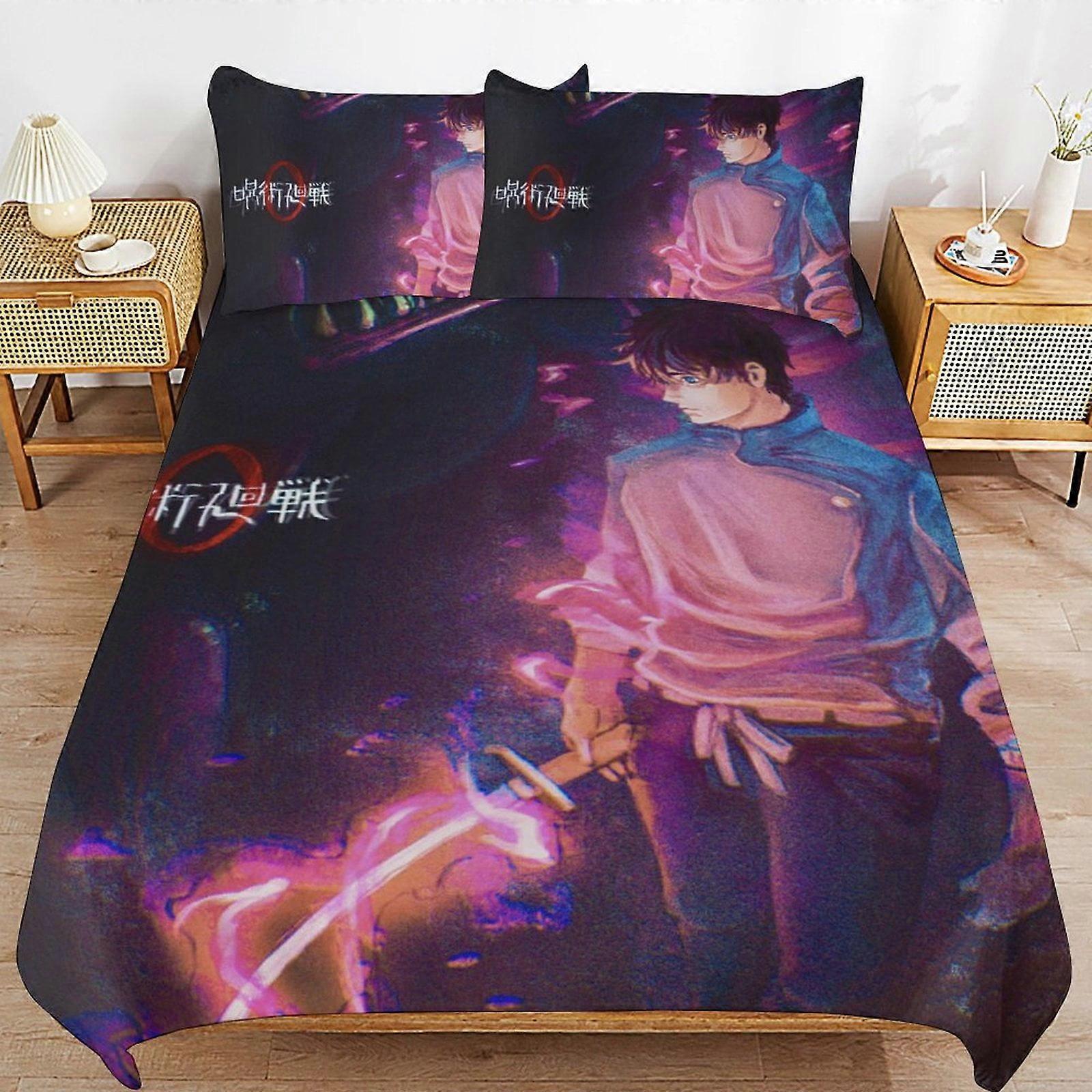 c67 Jujutsu Kaisen Conjunto de Cama Capa de Edredão Confortável e Leve Dos Desenhos Animados Roupa de Cama 3 Peças Conjunto de Cama Twin (1 Capa de Edredão e 2 Fronha) hn650