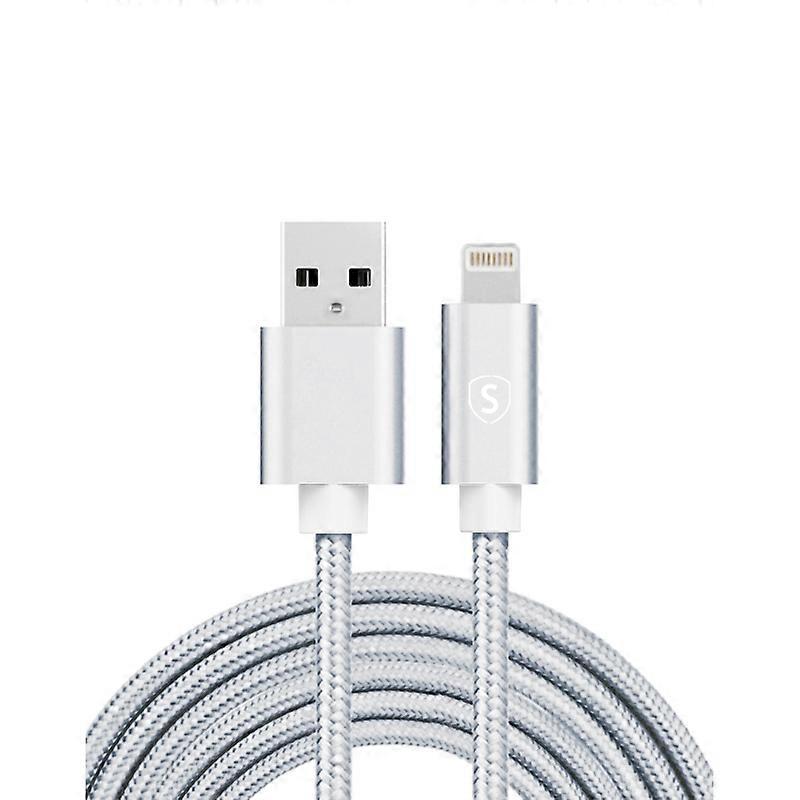 Cable USB a Lightning, 2.4A, 3m, Nylon - Plata