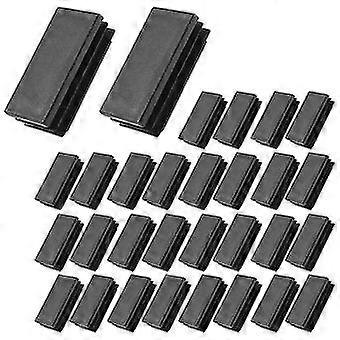 Plastic Rectangle Blanking End Tube Caps Inserts 25x50mm 30pcs Black