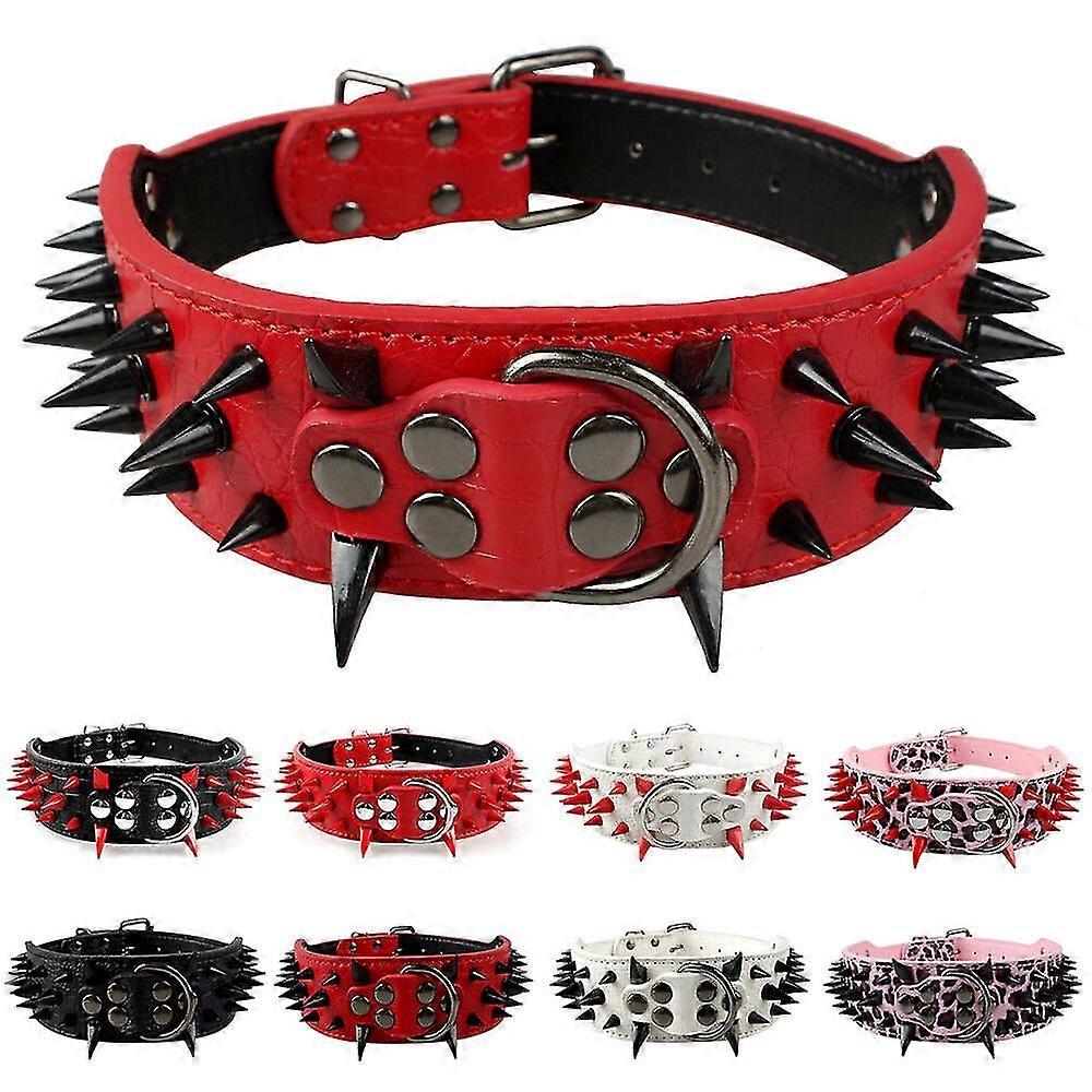 Leather Spiked Studded Dog Collar 2" Wide, 25 Spik... – Vicedeal