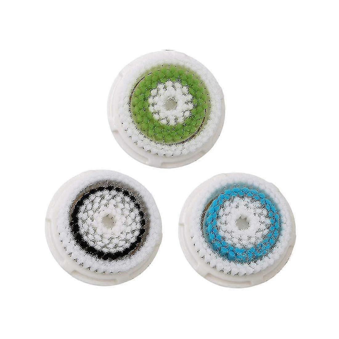Boan Facial Cleansing Brush Heads Replacements 3-pack, Exfoliator Facial Brush Head, For Clogged And Enlarged Pores (1blue 1black 1green)