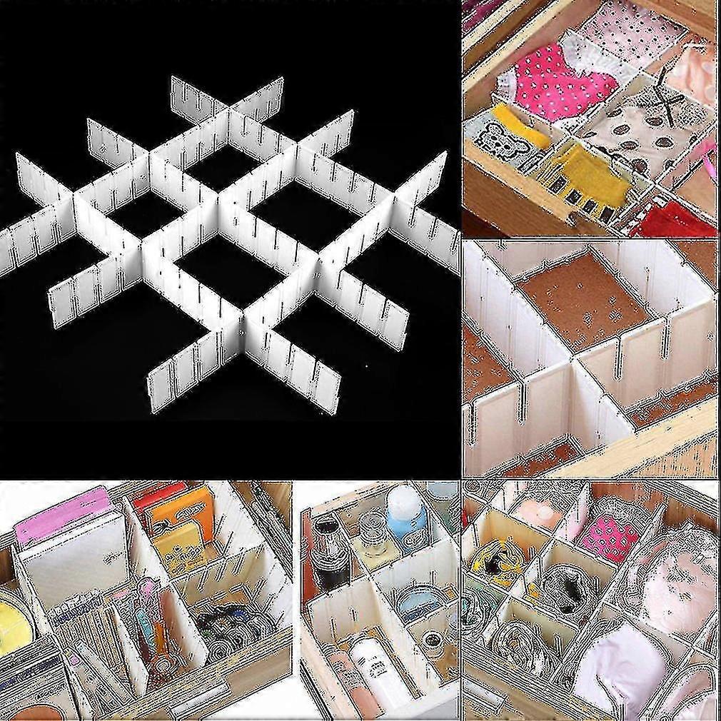 6pcs Plastic Diy Grid Drawer Divider Household Necessities Storage Organizer