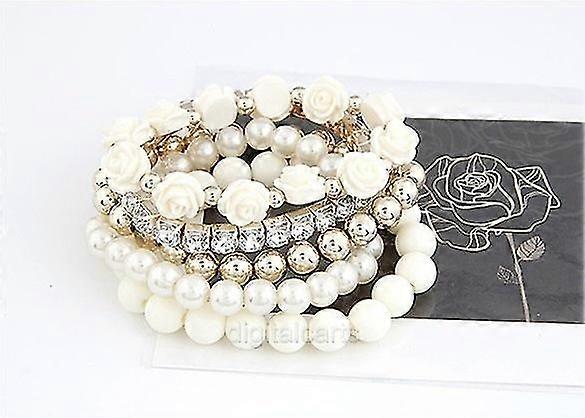 Mixed Flower Ball Elastic Bracelet [white]