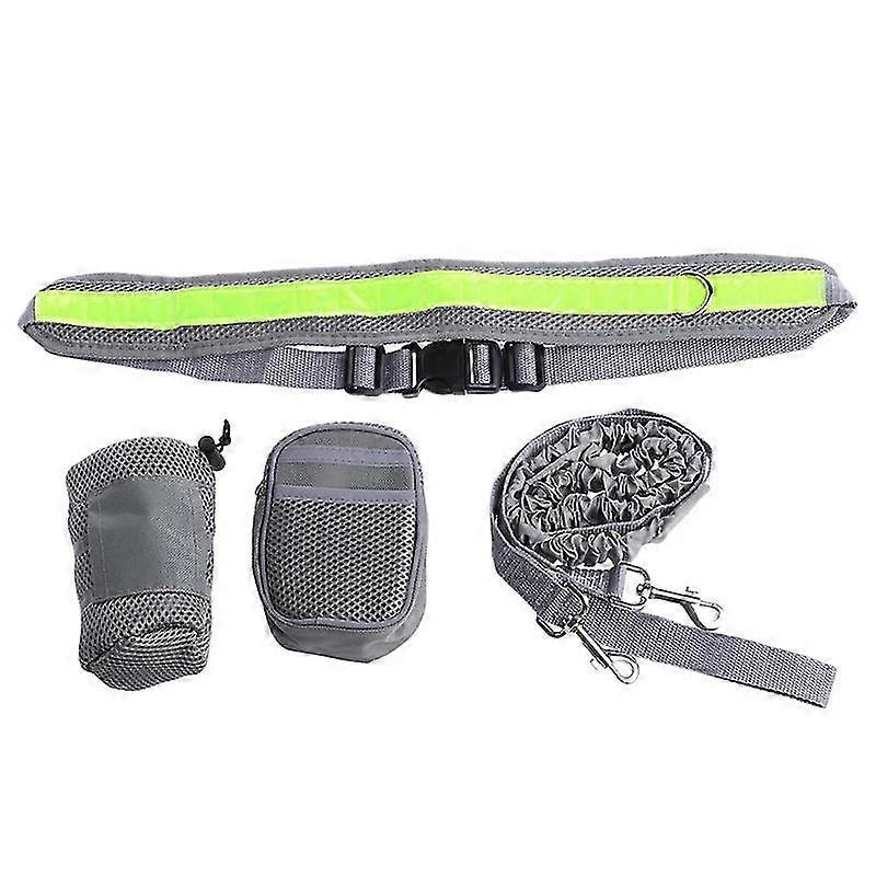 Adjustable Hands Free Dog Lead Walk Running Jogging Waist Belt Elastic Leash Bag