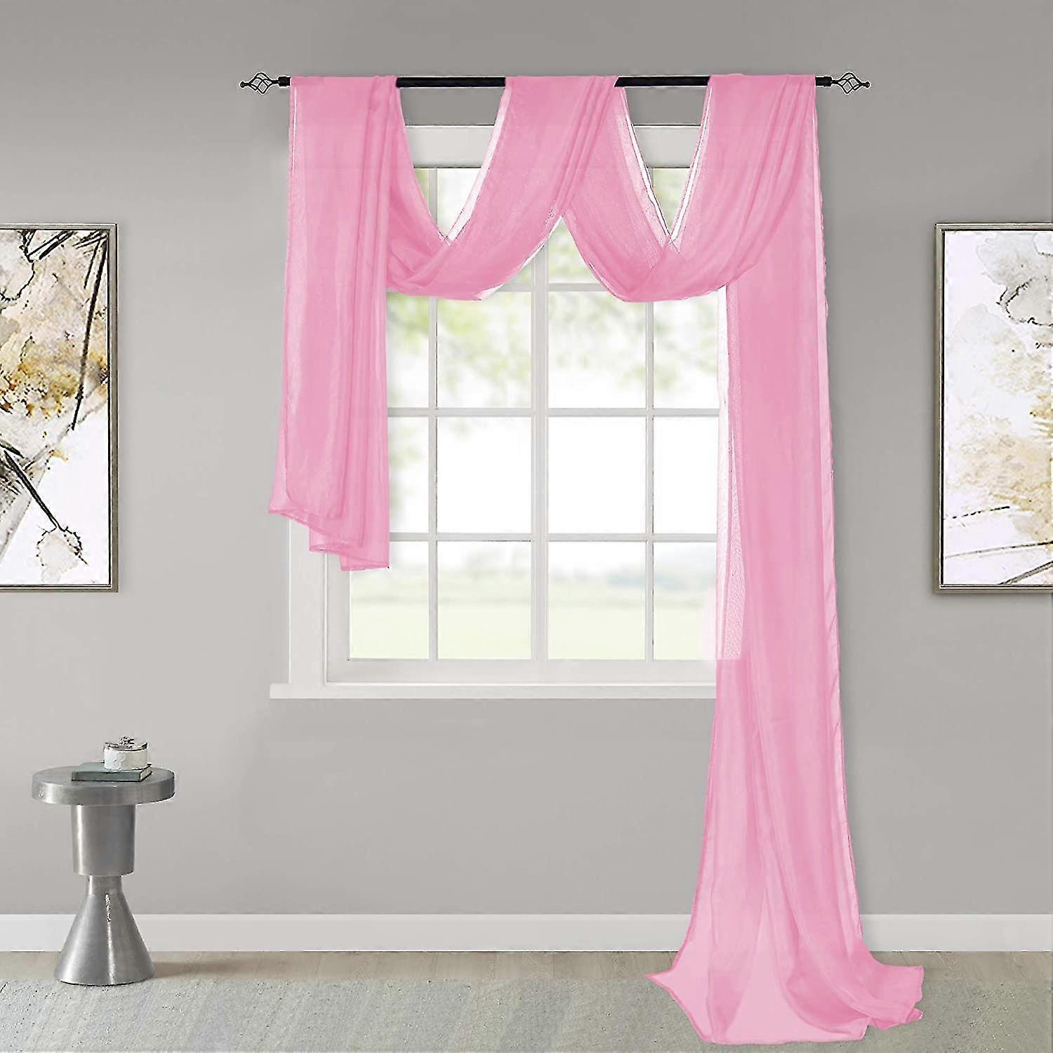 Pink Sheer Window Scarf Valance Sheer Fabric For Draping Curtain Toppers