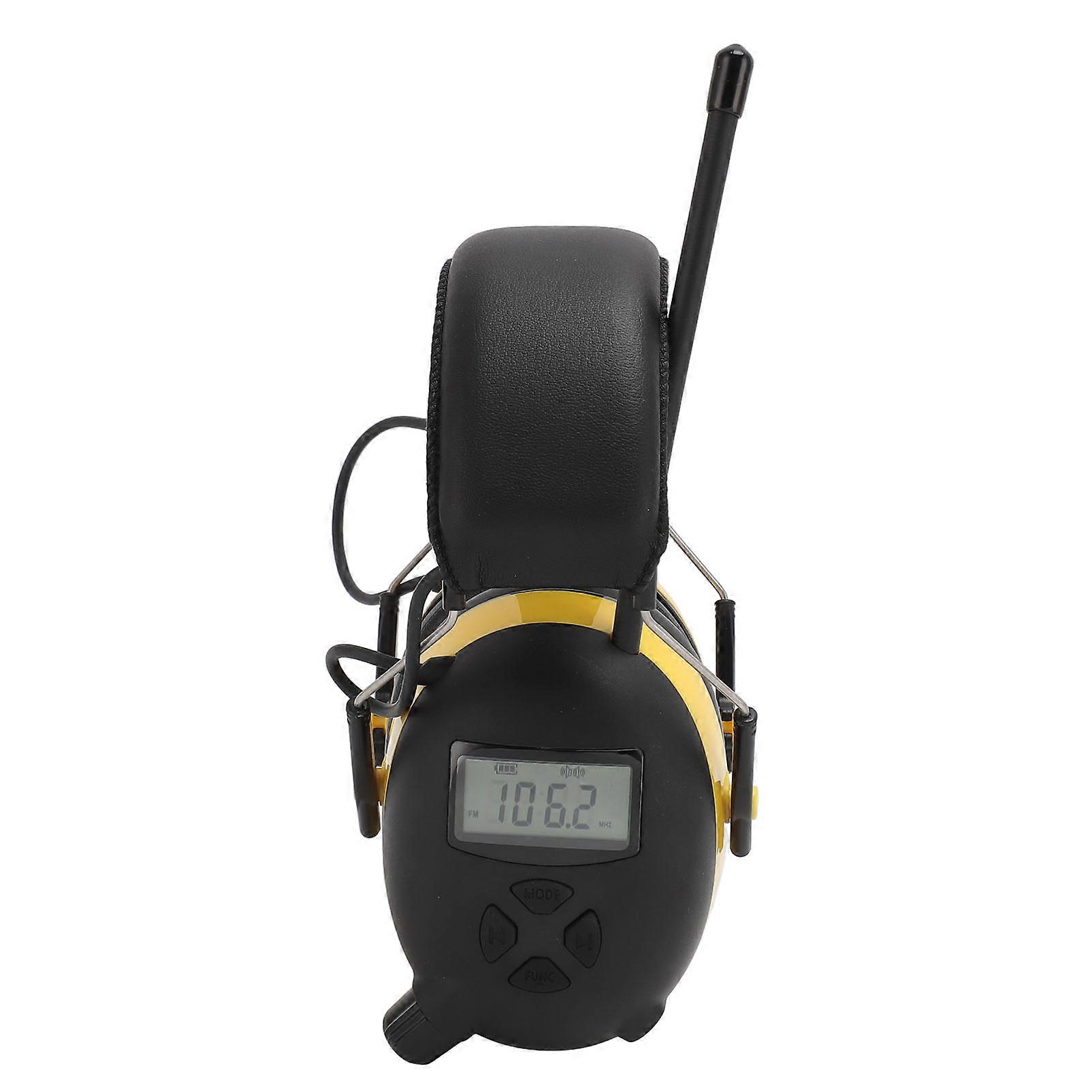 Electronic Bluetooth Hearing Ear Protector Headphone 30 DB Noise Reduction Multimedia Headset Earmuffs for Work Construction Sites Yellow