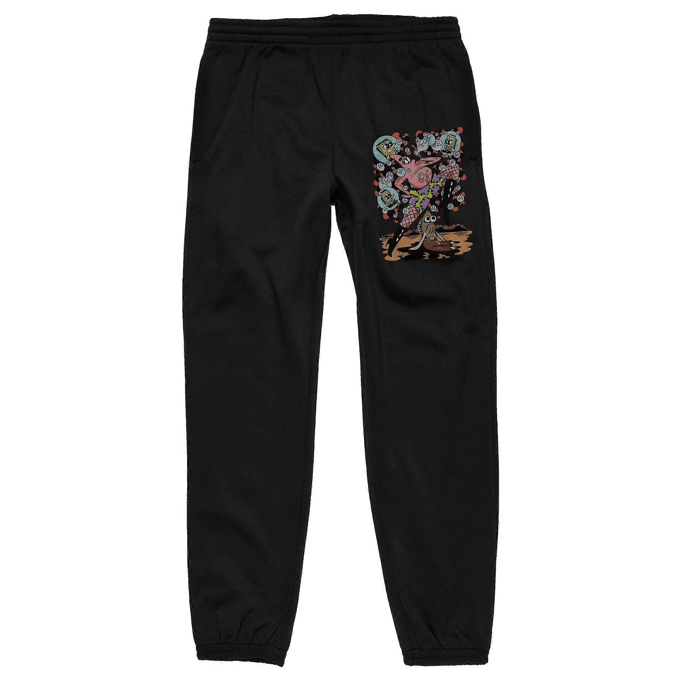 Spongebob Squarepants Patrick Blowing Bubbles Men&#x27;s Black Graphic Joggers-Largejcidchi387