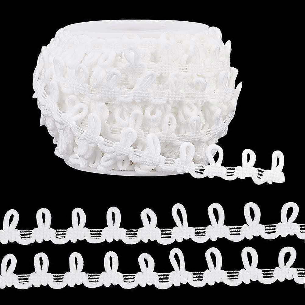 20 Yards Buttonhole Ribbon Braid Trim with Button Loops 14mm Corset Button Braid Cord White Elastic Button Loop Buttonhole Lace Trim for Costume Craft