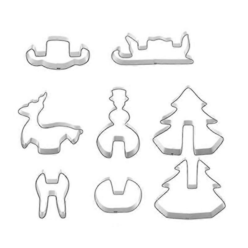 8Pcs/Set 3D Stainless Steel Christmas Cookie Cutters Reusable Xmas Tree Baking Mould Stencils Cooking Tools KAESI