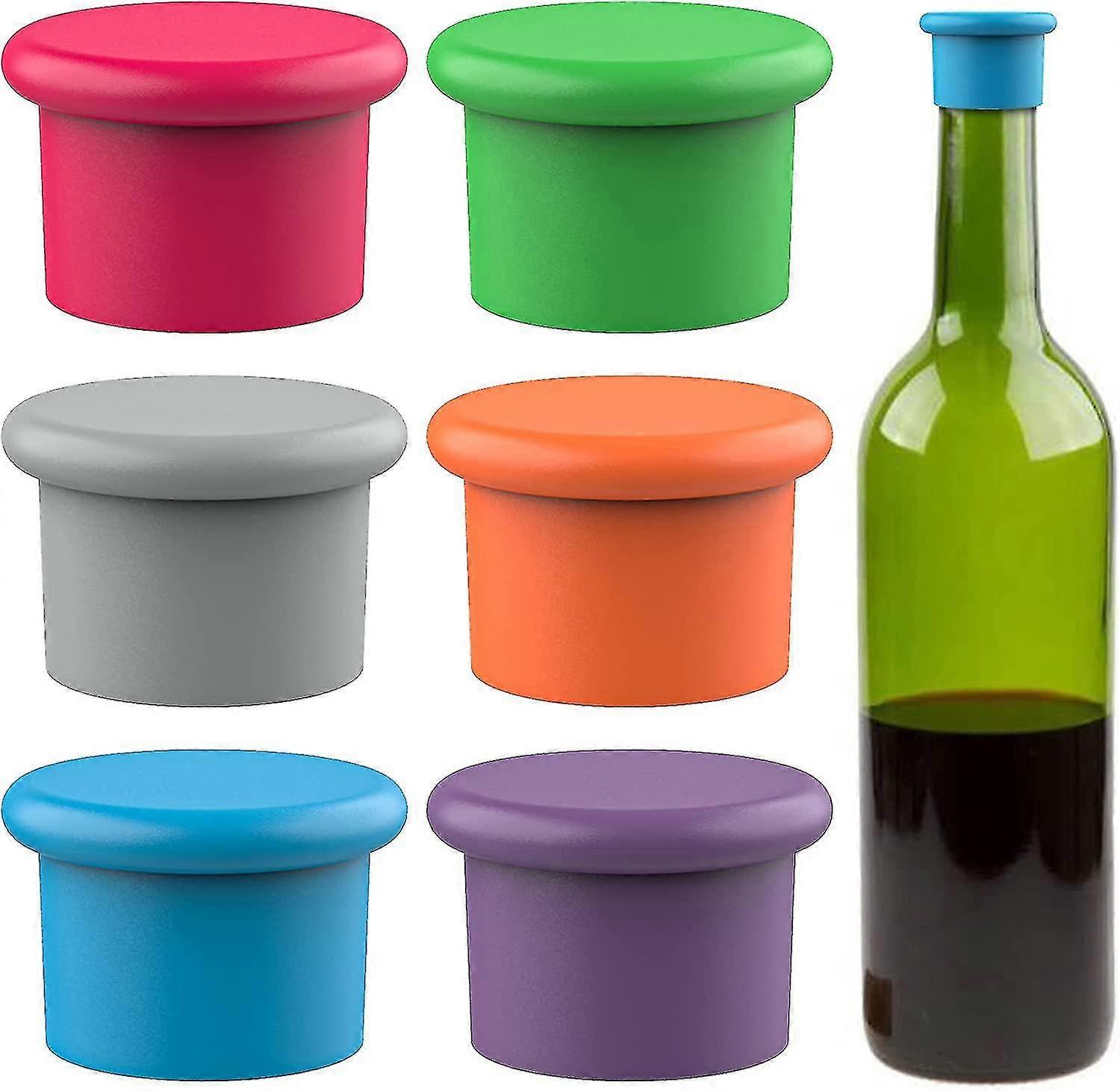 6pcs Silicone Multicolor Wine Stoppers,reusable Beer Caps