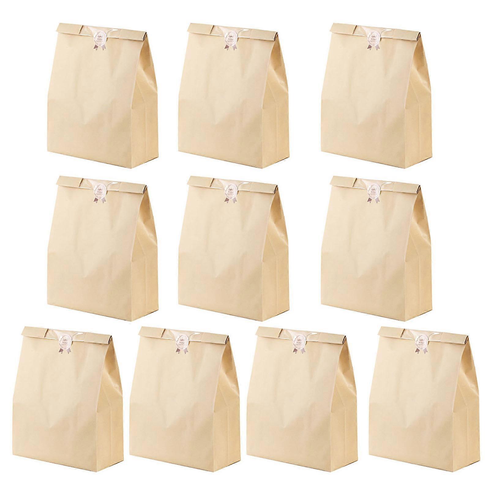 10 Pcs Bread Bags with Transparent Window Food Grade Paper Leakproof Good Seal Tear-resistant Self-Sealing Oil-proof Pastries Snacks Package Bags