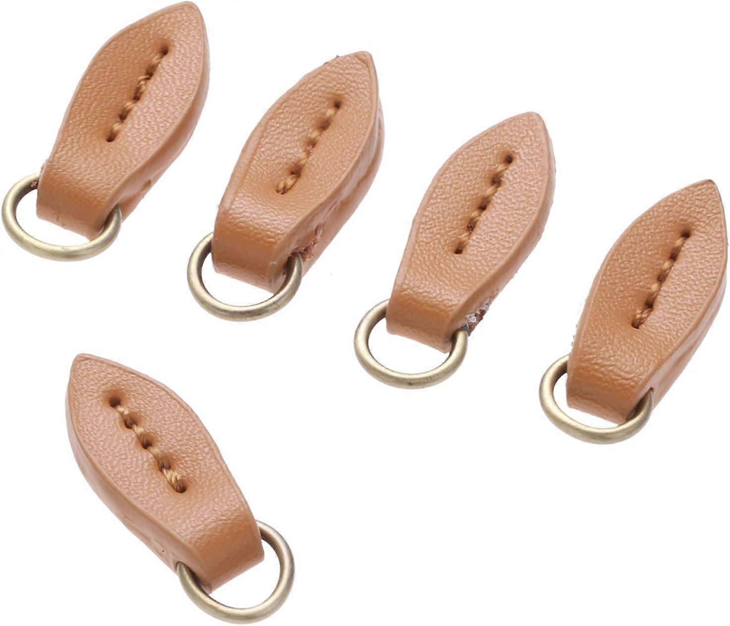 5Pcs Leather Zip Puller Leaf Shape Zipper Tags Fixer Pull