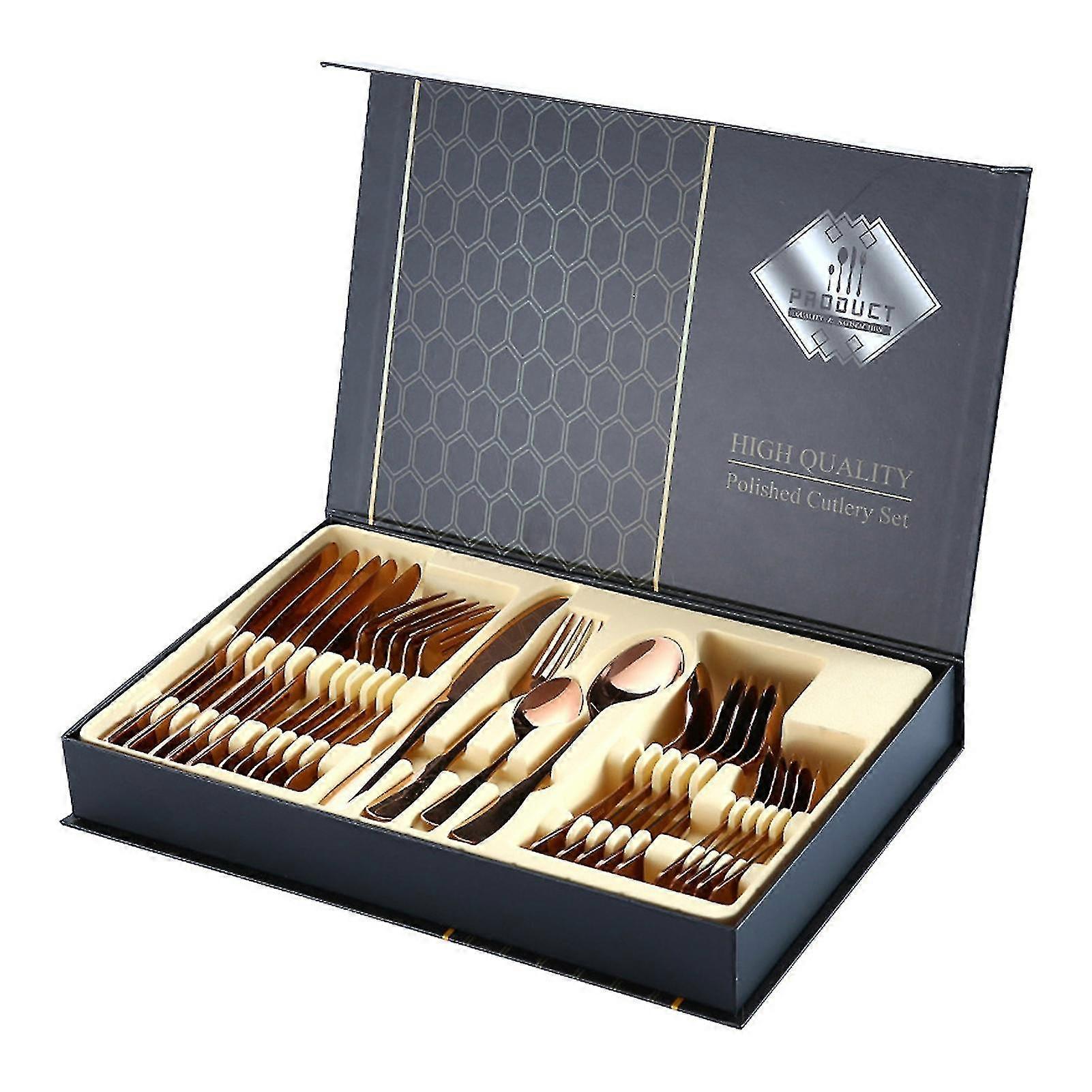 1セット人間工学に基づいたステンレス鋼の実用的なカトラリーセット美しい食品グレードの食器セット家庭用/ YY