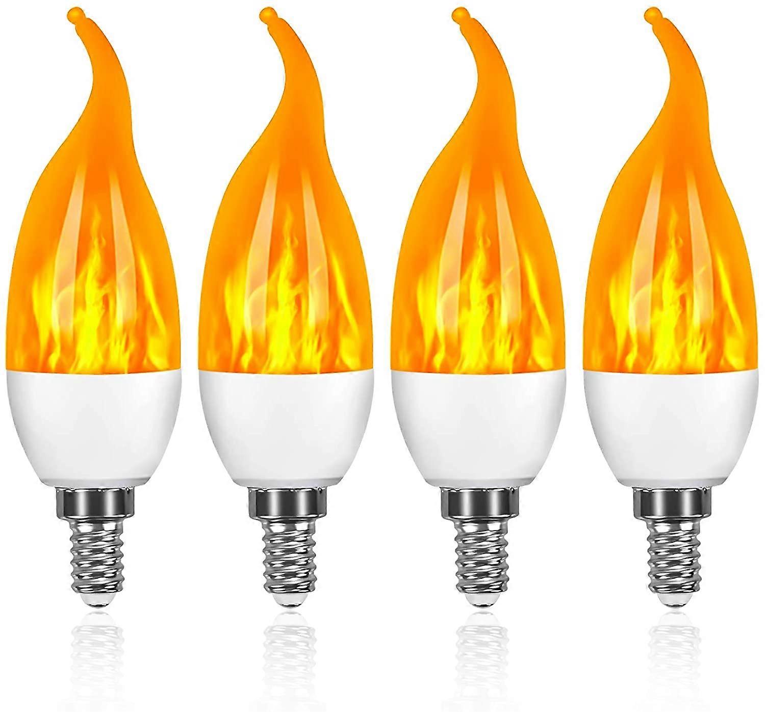 4 Pack 3W E14 LED Light Bulb Flame Effect Light Bulb with 3 Lighting Modes Decorative Light Bulb