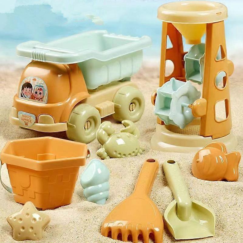 Beach Sand Toys Set with Mesh Bag, Bucket, Car, Shovels, Rakes, Watering Can, Molds for Kids Summer Outdoor Beach Fun
