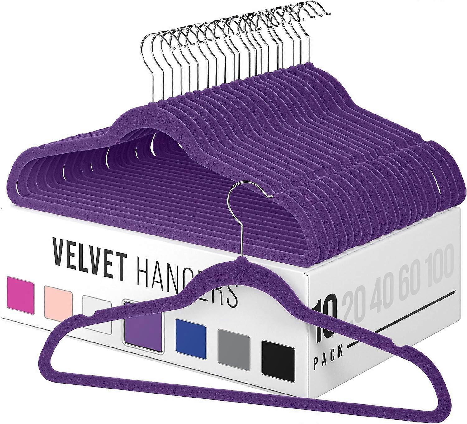 Velvet Hangers 10 Pack Heavy Duty Velvet Clothes Hangers - Non Slip Felt Coat and Suit Hangers for Closet - Lightweight Thin Space Saving