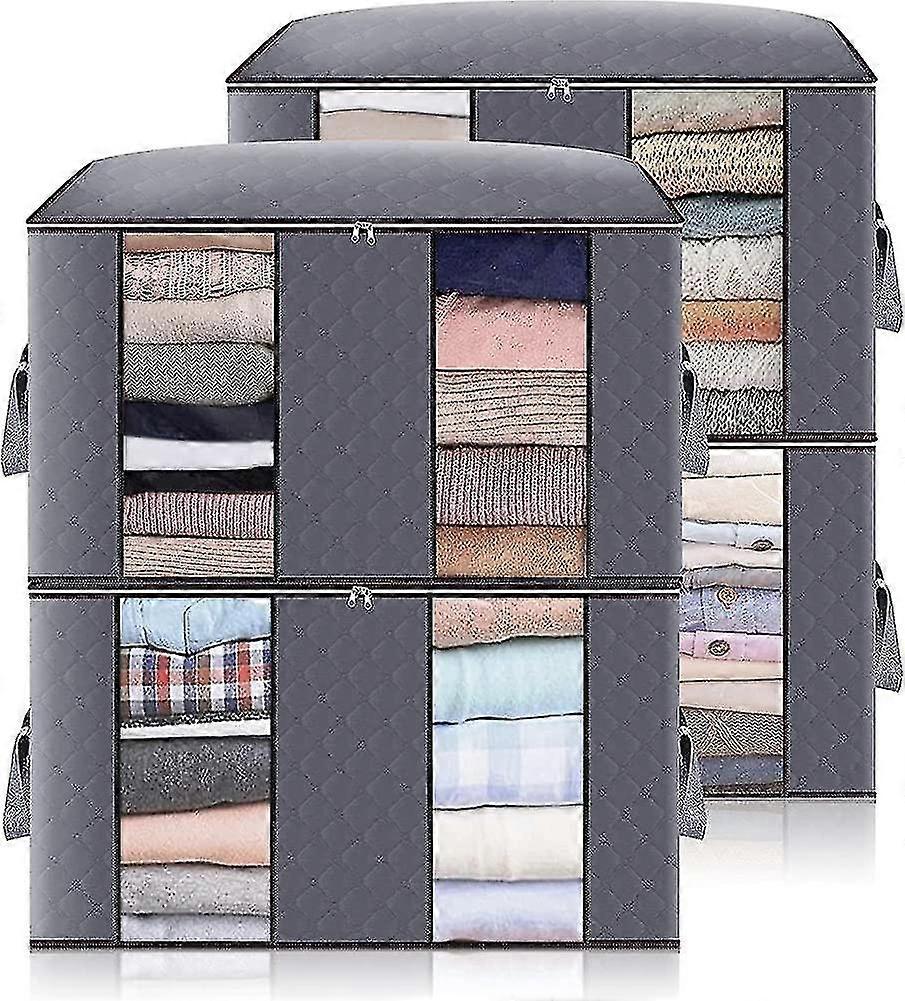 4pcs Large Capacity Clothes Storage Bag With Compartment, Storage Box Clothes