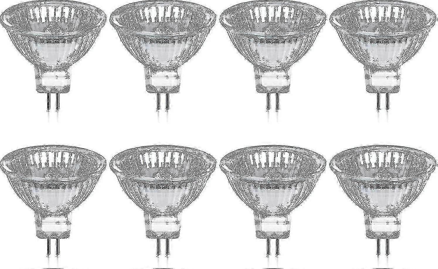Lot de 8 ampoules halogènes GU5.3 MR16 35 W 12 V à intensité variable - Blanc chaud 2 800 K, 400 lumens, cache en verre