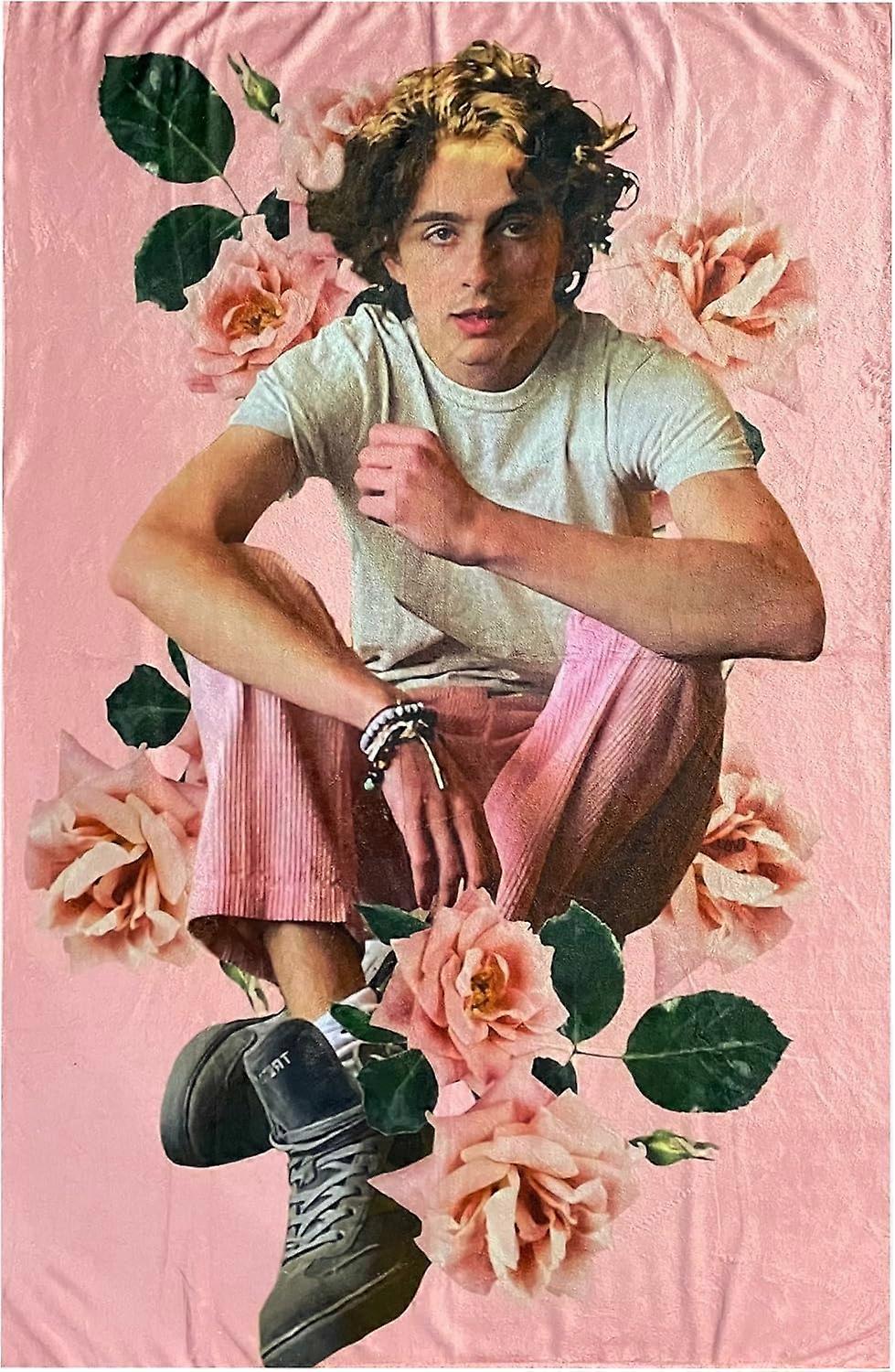 Cobertor de Ator Timothe Chalamet Macio Fleece Sleep Thin Blanket - Rosa