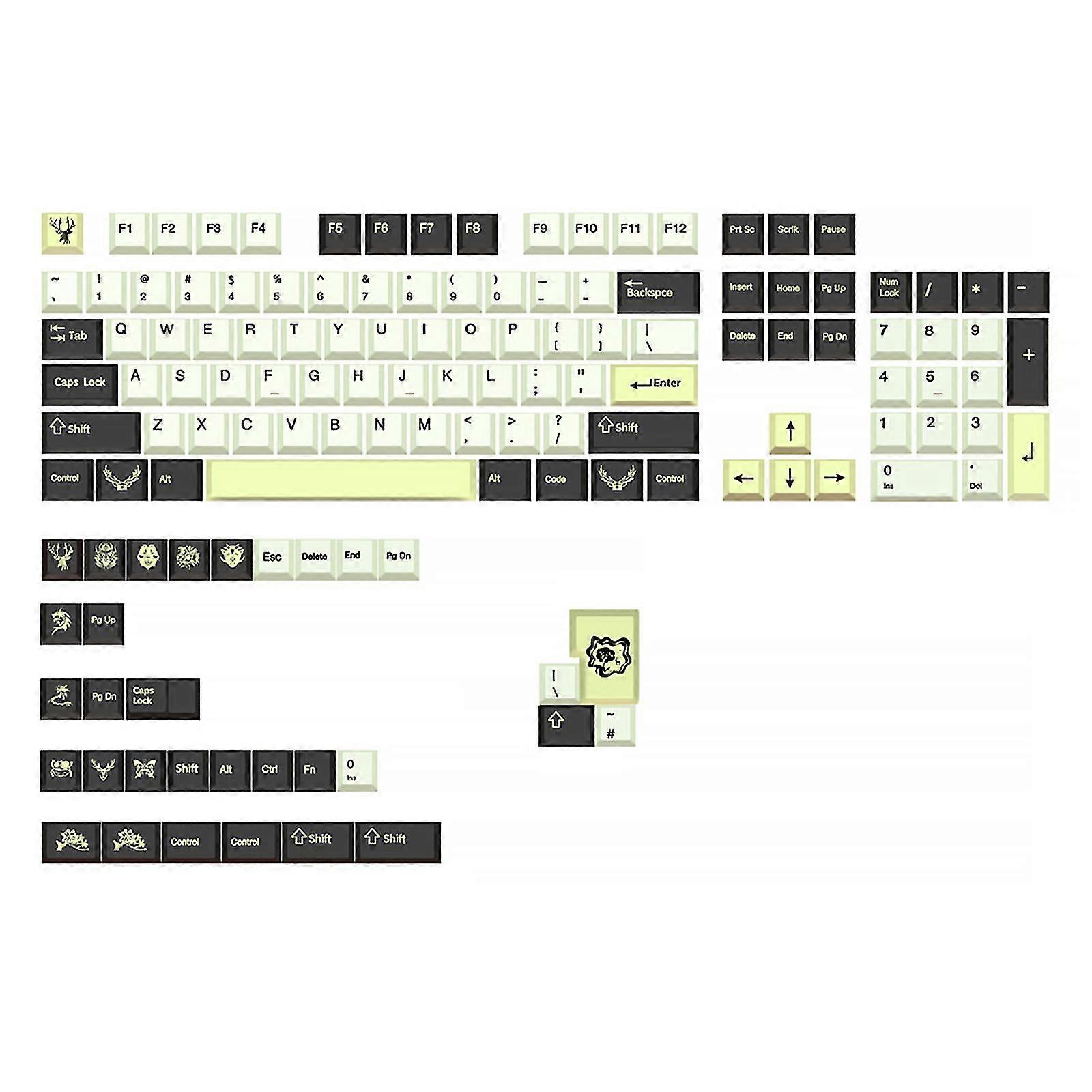 136pcs Keycap Dye Sub Keycaps For Mx Switch Mechanical Kayboard Cherry Height