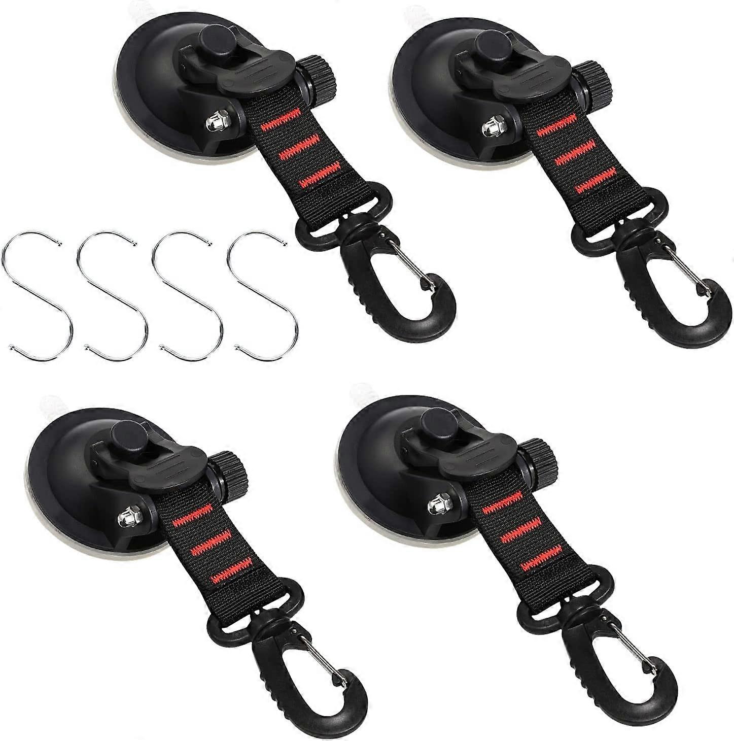 4 Pack Campervan Awning Suction Cup with 4 S-Hooks, for Car, Side Awnings, Tents, Motorhome, Home, Workshop, Multi-Function Suction Cup,Strong Suction