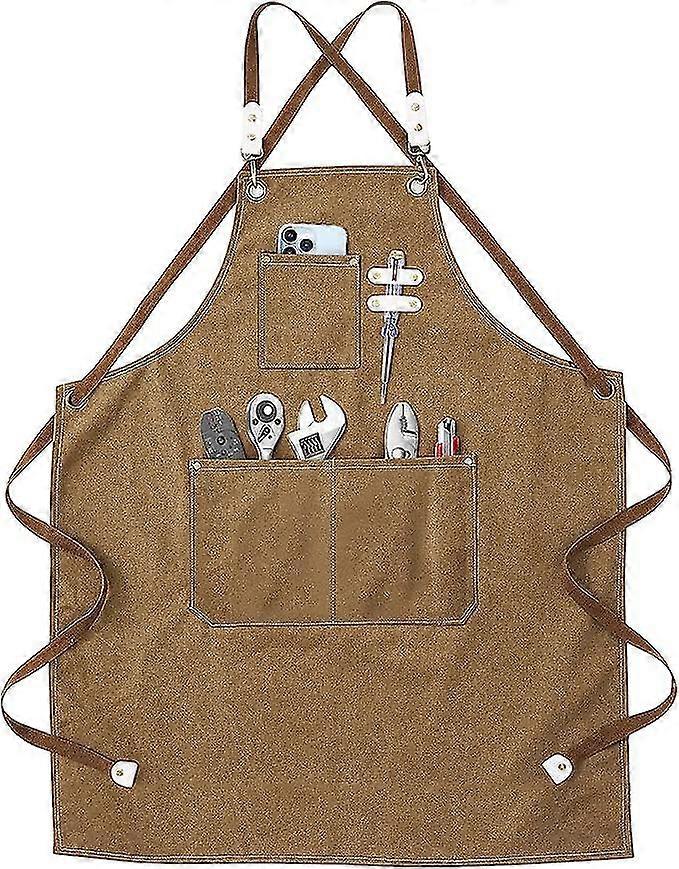 مئزر لحام مئزر اللون 80 * 56 سم - ساحة العمل مع جيوب ، حزام خلفي قابل للتعديل للرجال والنساء ، مثالي للحديقة والمطبخ والمرآب