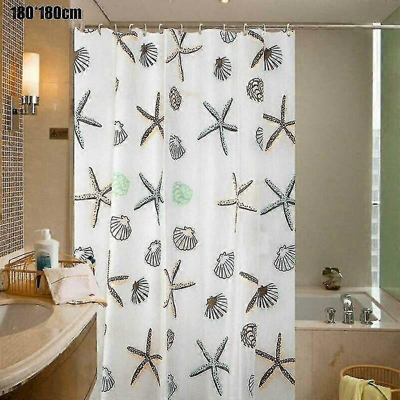Shell Peva Bathroom Extra Long Thick Shower Curtain Starfish