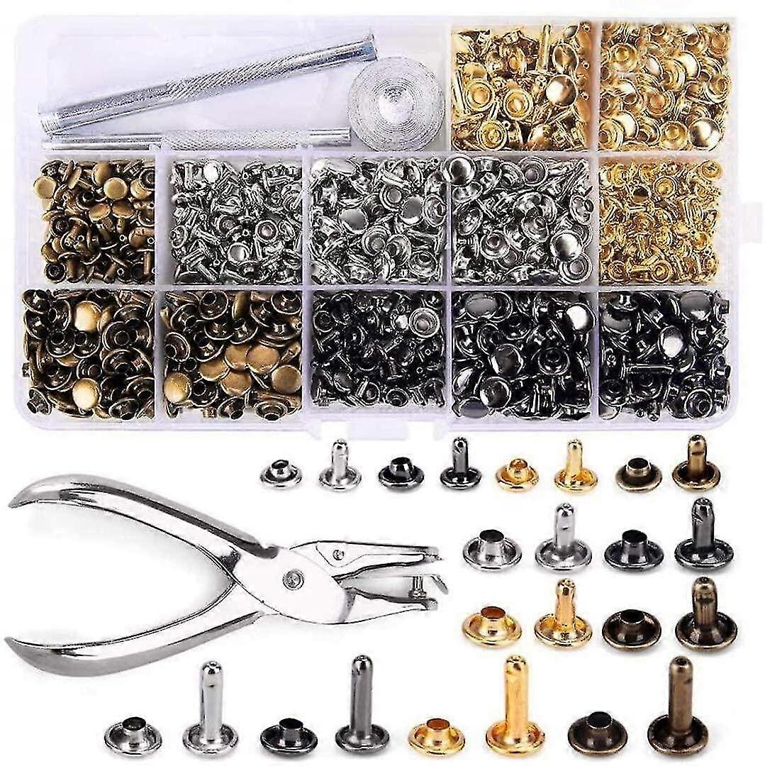 Leather Rivets Double Cap Rivet,3 Size And Four Colors 480 Sets