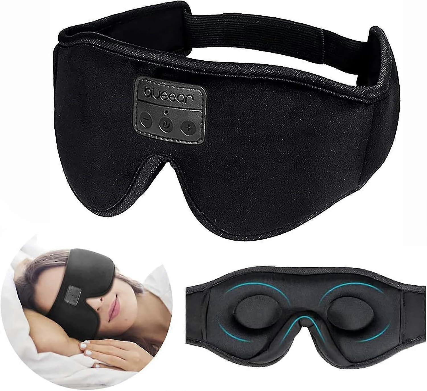 Sleep Headphones Eyemask, Bluetooth 3D Sleep Eye Mask 2 in 1, 100% Blackout Adjustable Eyeshade with Ultra-Thin Stereo Speaker
