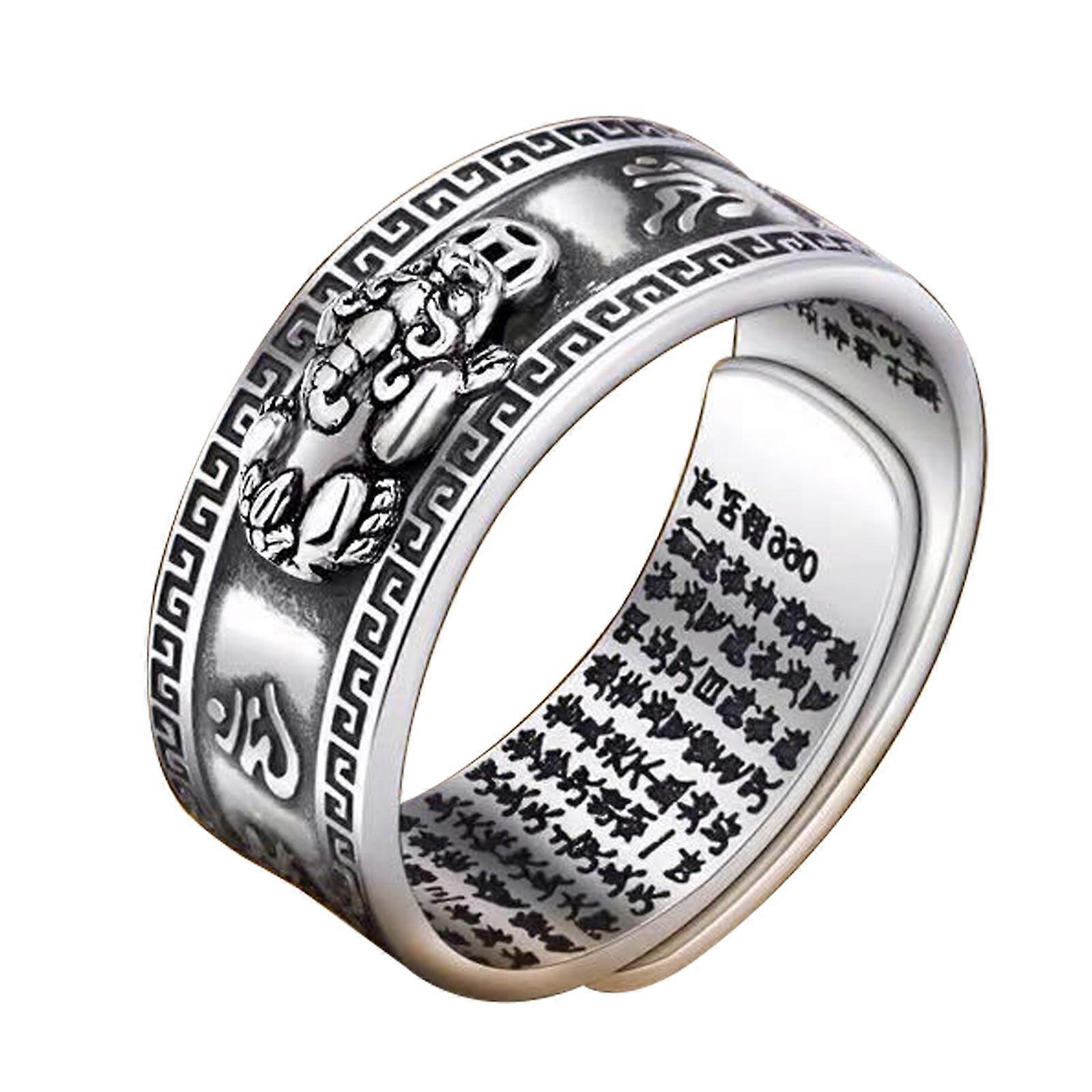 Feng Shui Pixiu Anneau Réglable Mantra bouddhiste Attirer la richesse Anneau Lucky Open Accessoires créatifs, 100% Nouveau