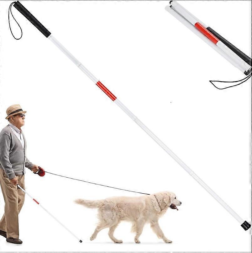 124cm-Folding Adjustable Walking Cane Crutches Folding Walking Stick, Adjustable Length, for Blind Elderly Outdoor Camping Hiking
