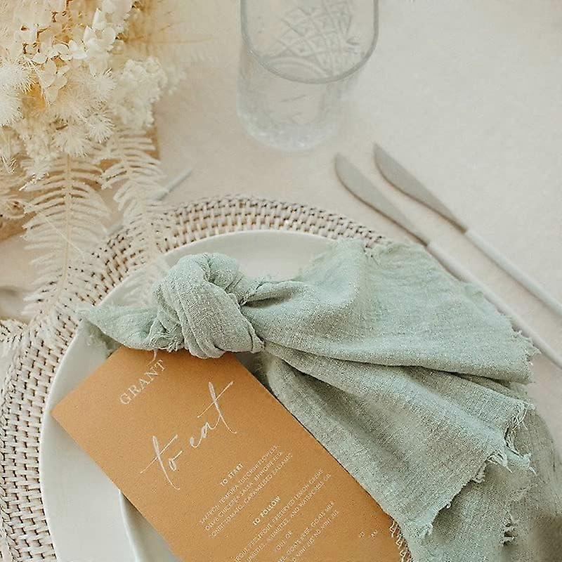 (Vert, 42 x 42 cm) Lot de 6 serviettes en étamine, Serviettes décoratives de mariage, Dîners, Usage quotidien, Serviettes en coton teint à la main