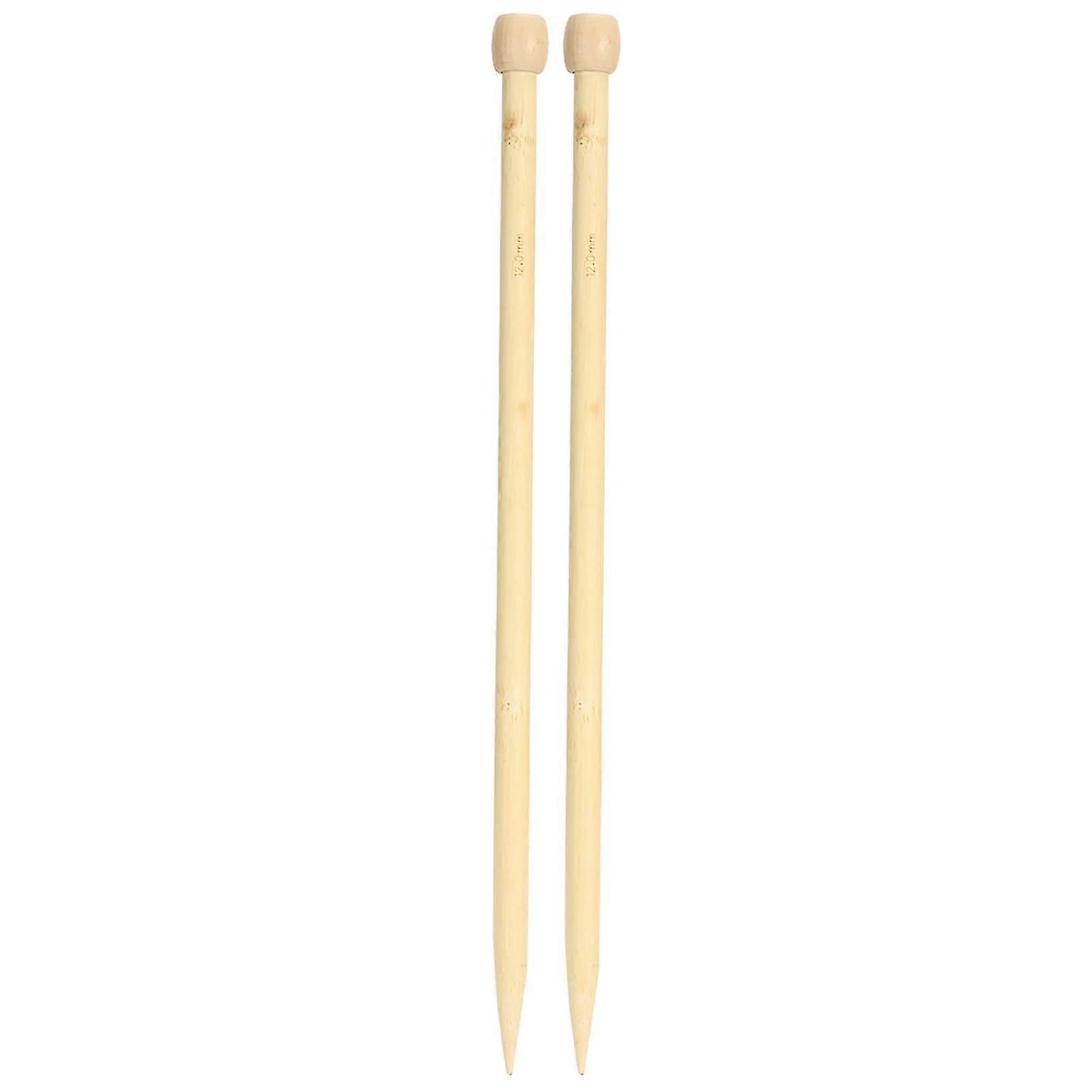 12mm Large Size Wooden Knitting Needles - Set of 2, 35cm13.8in Single Point Weaving Tool for DIY Scarf and Sweater